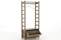 Aber, Shoe Rack, Weathered Oak, With Closet Rod