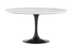 Aboah, Dining Table, Round, White Marble, 145 Cm