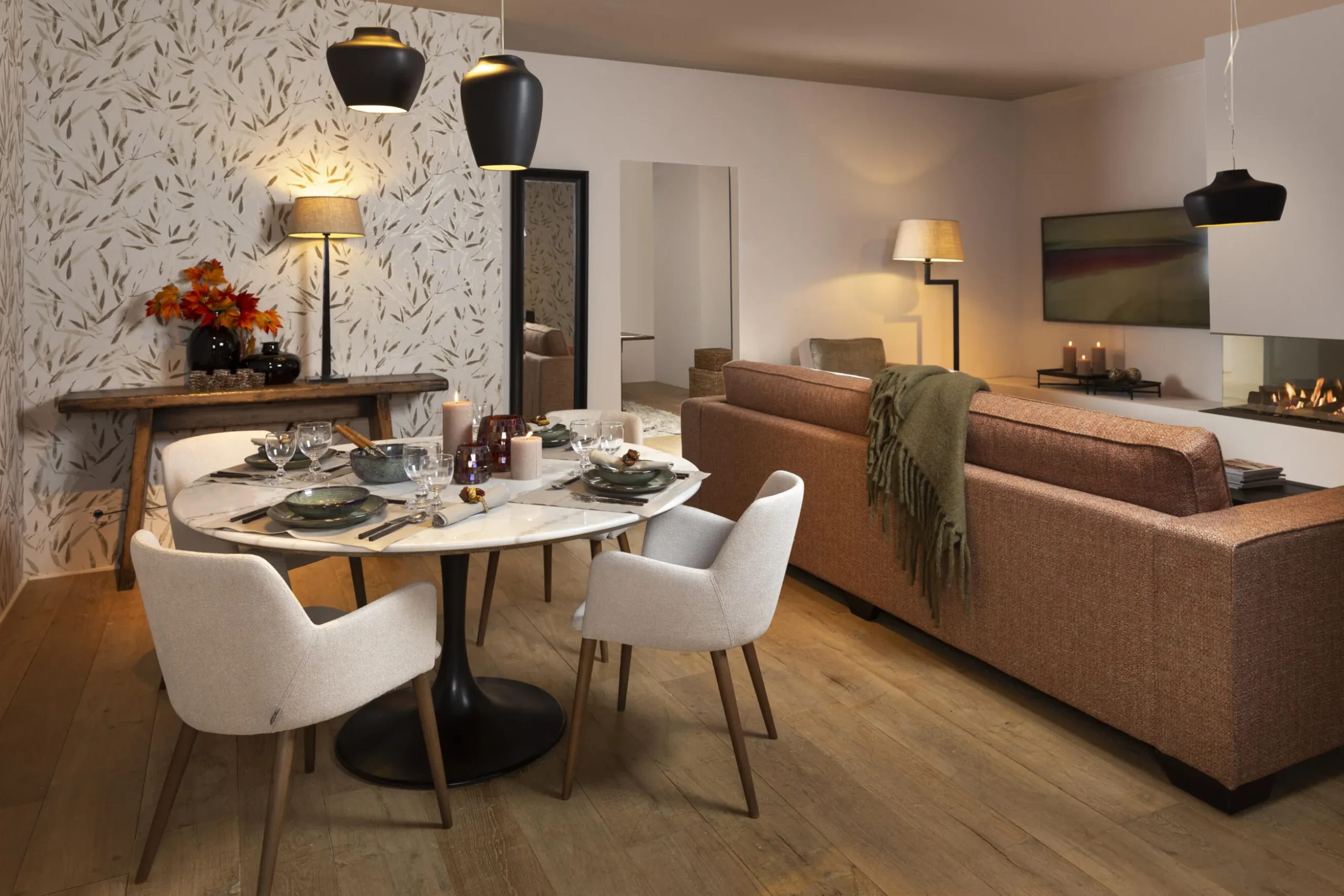 Aboah, Dining Table, Round, White Marble, 145 Cm