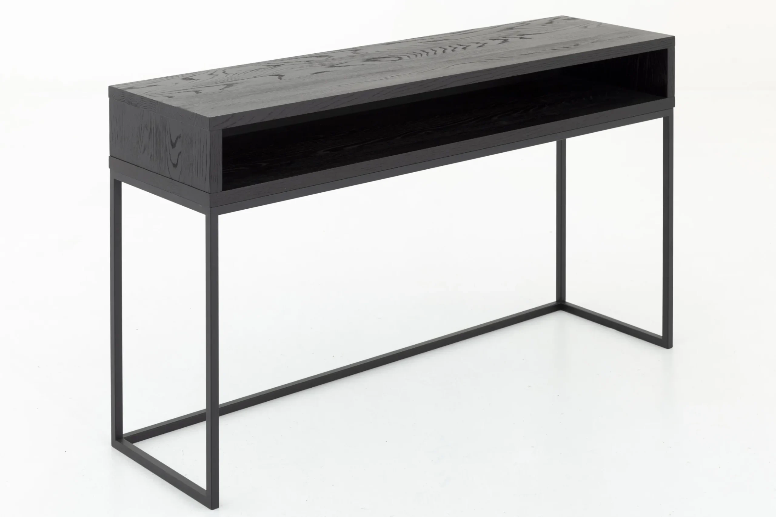 Armand, Console Table, Black Oak And Metal