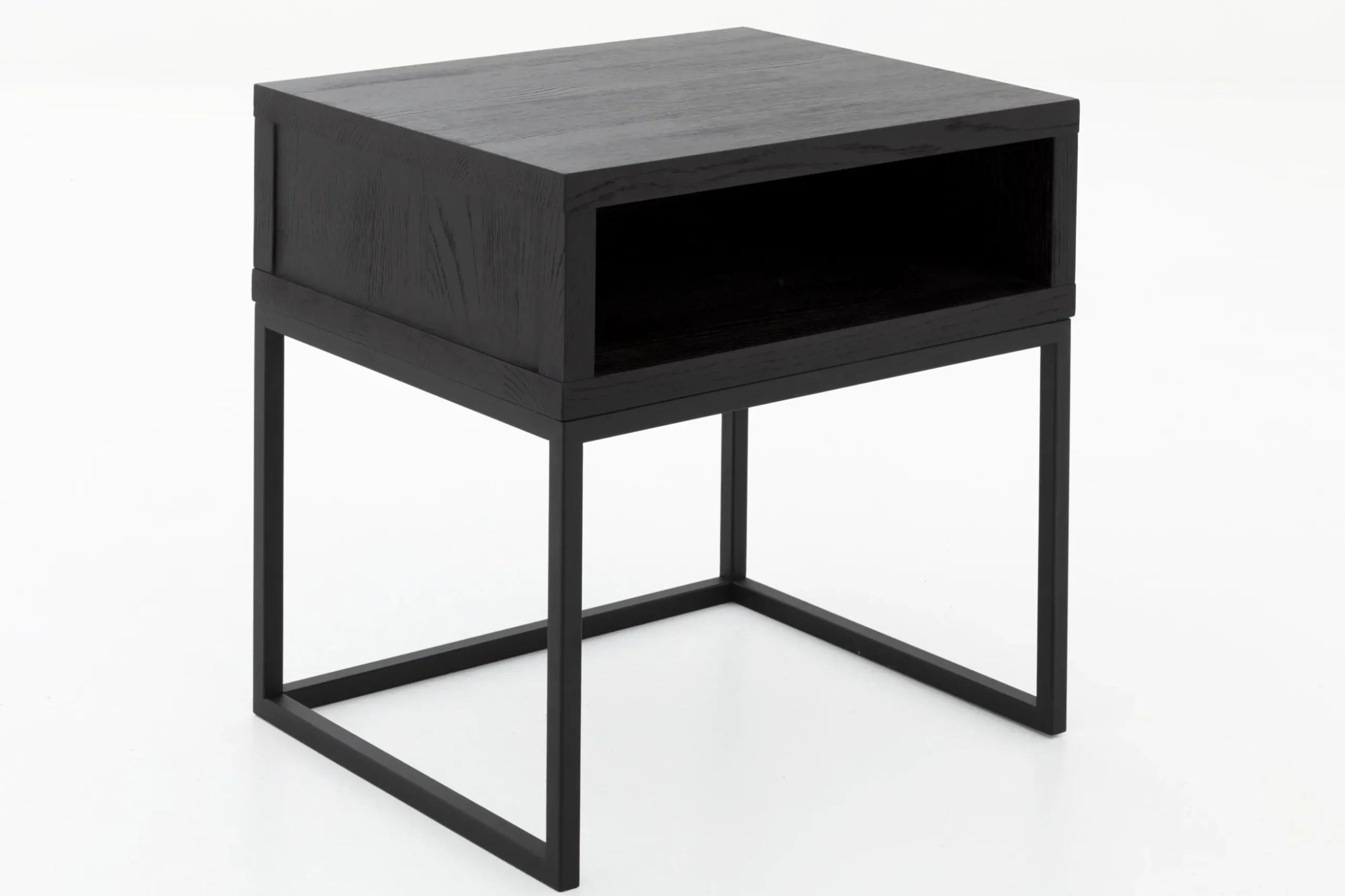 Armand, Side Table, Black Oak And Metal