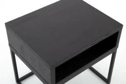 Armand, Side Table, Black Oak And Metal
