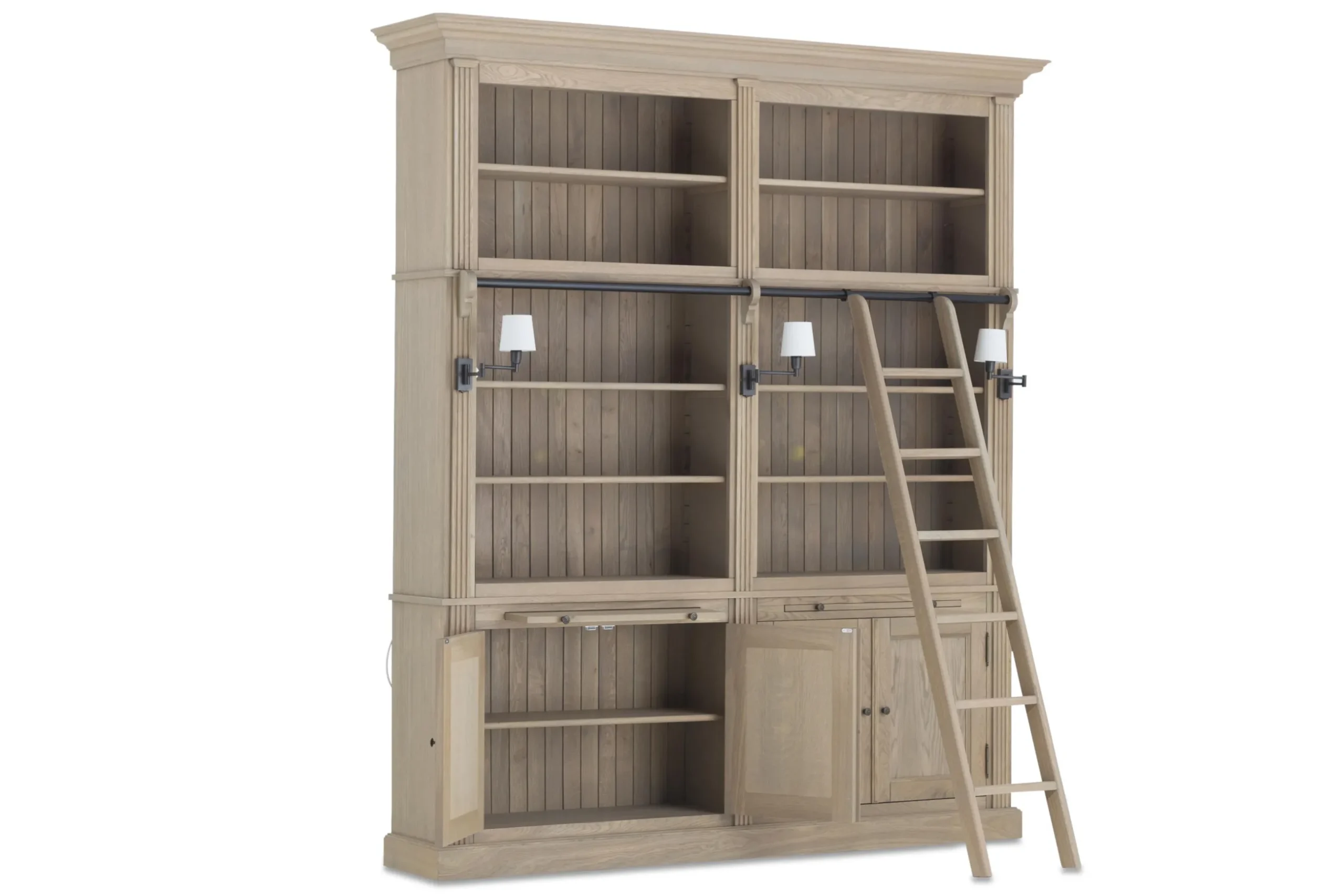 Balmore, Bookcase, Weathered Oak, 2 Parts , With Ladder
