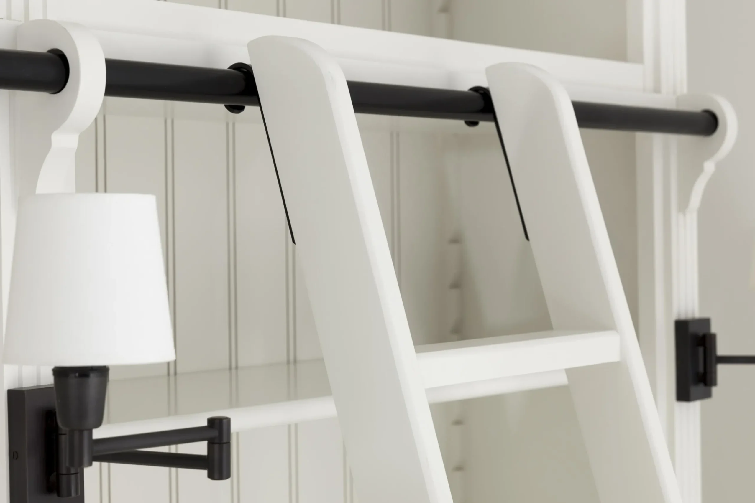 Balmore, Bookcase, White, 2 Parts, With Ladder