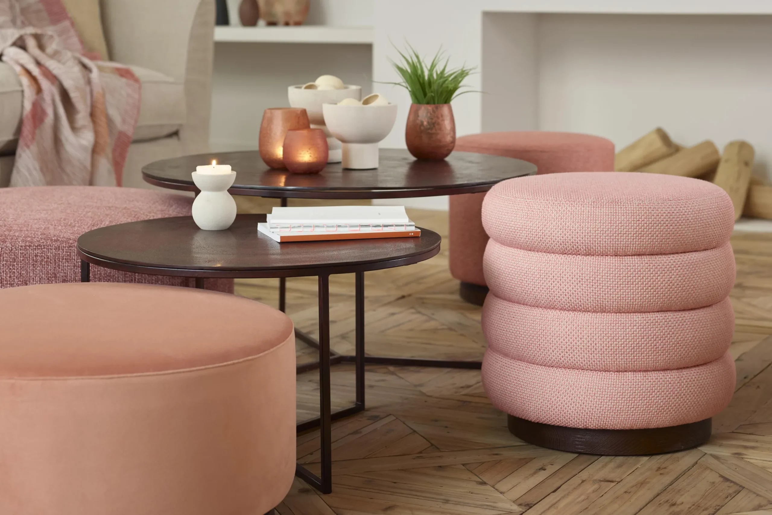 Beatrice, Pouf, Round, Pink