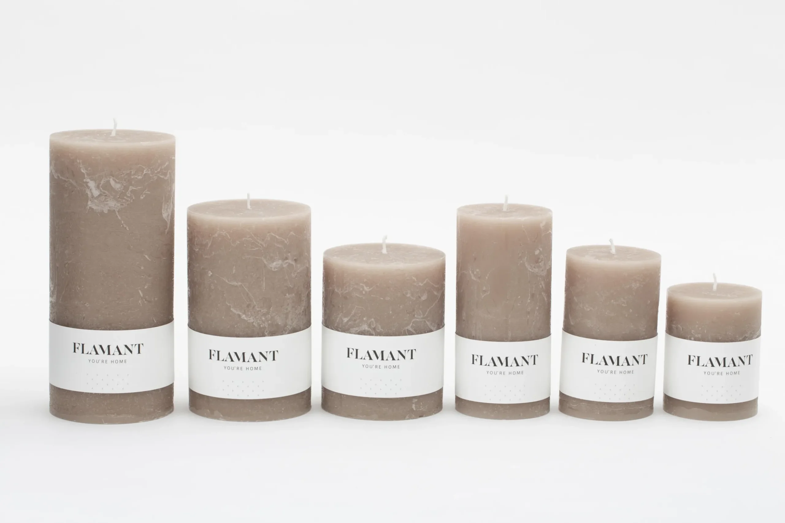 Beth, Candle, Colour Taupe, 9X20Cm