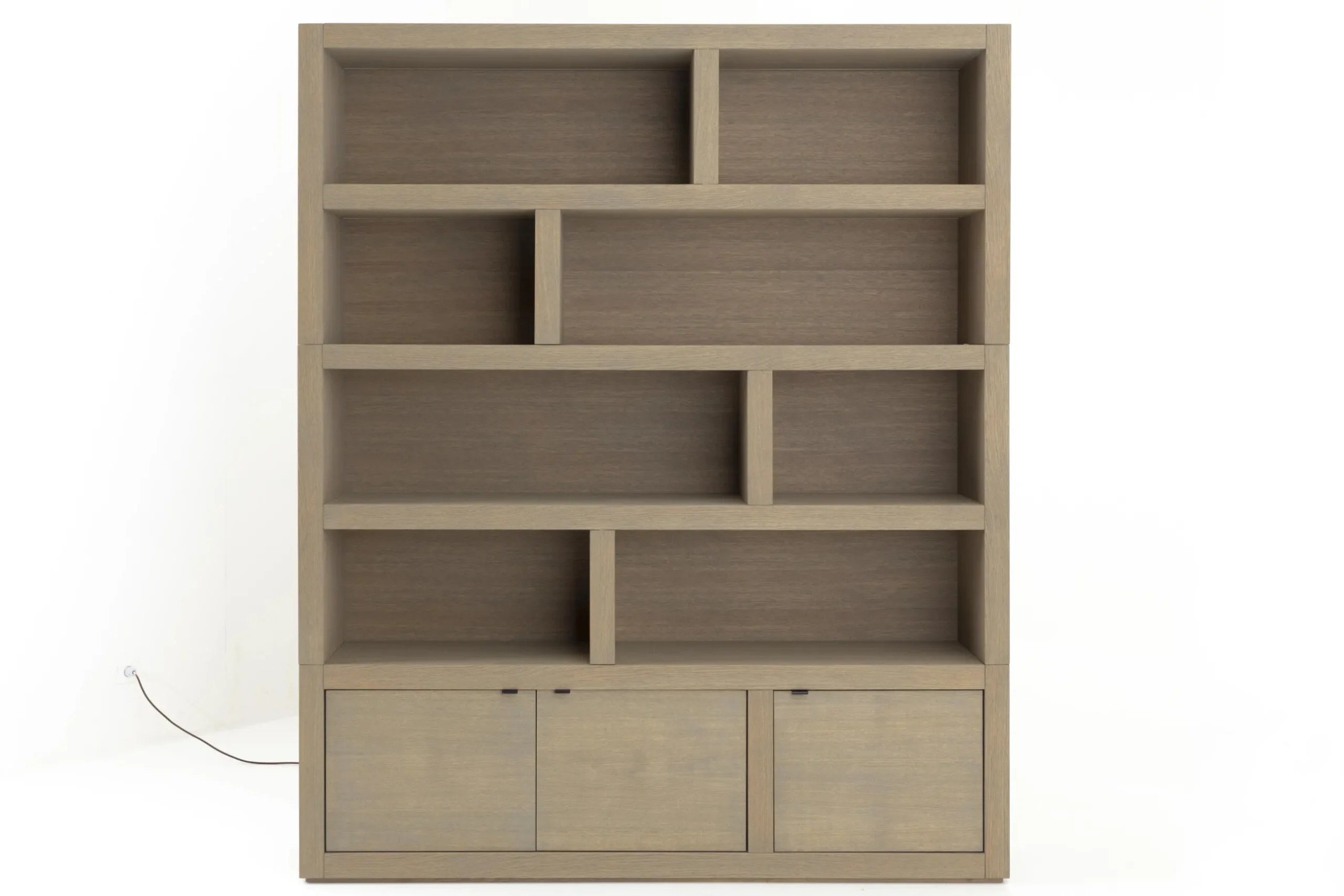 Bjorn, Bookcase, Weathered Oak, With Dimmable Led Lights