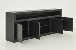Bjorn, Sideboard, Black, 4 Doors, With Dimmable Led Lights