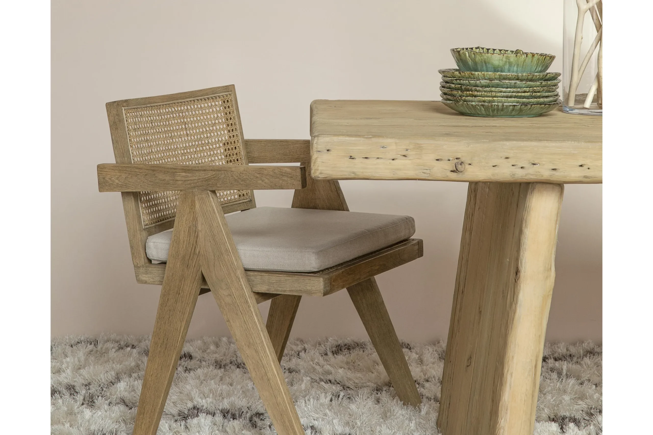 Bruno, Armchair, Oak, Reed, With Cushion