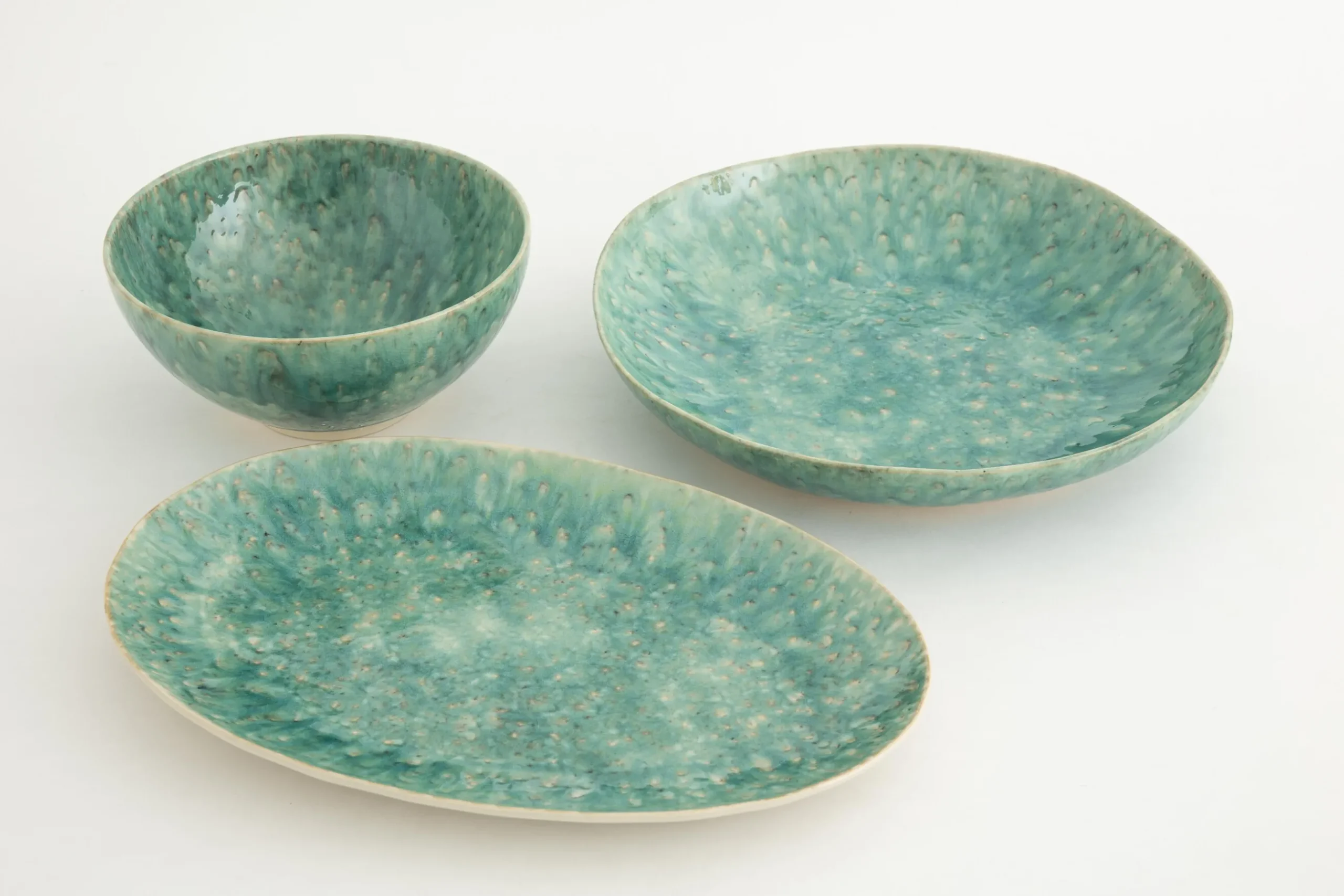 Cresta, Serving Bowl, Ceramic, Turquoise, Round, 37Cm