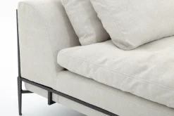 Floria, Lounge Chair, Natural Linen And Black Metal