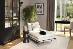 Floria, Lounge Chair, Natural Linen And Black Metal