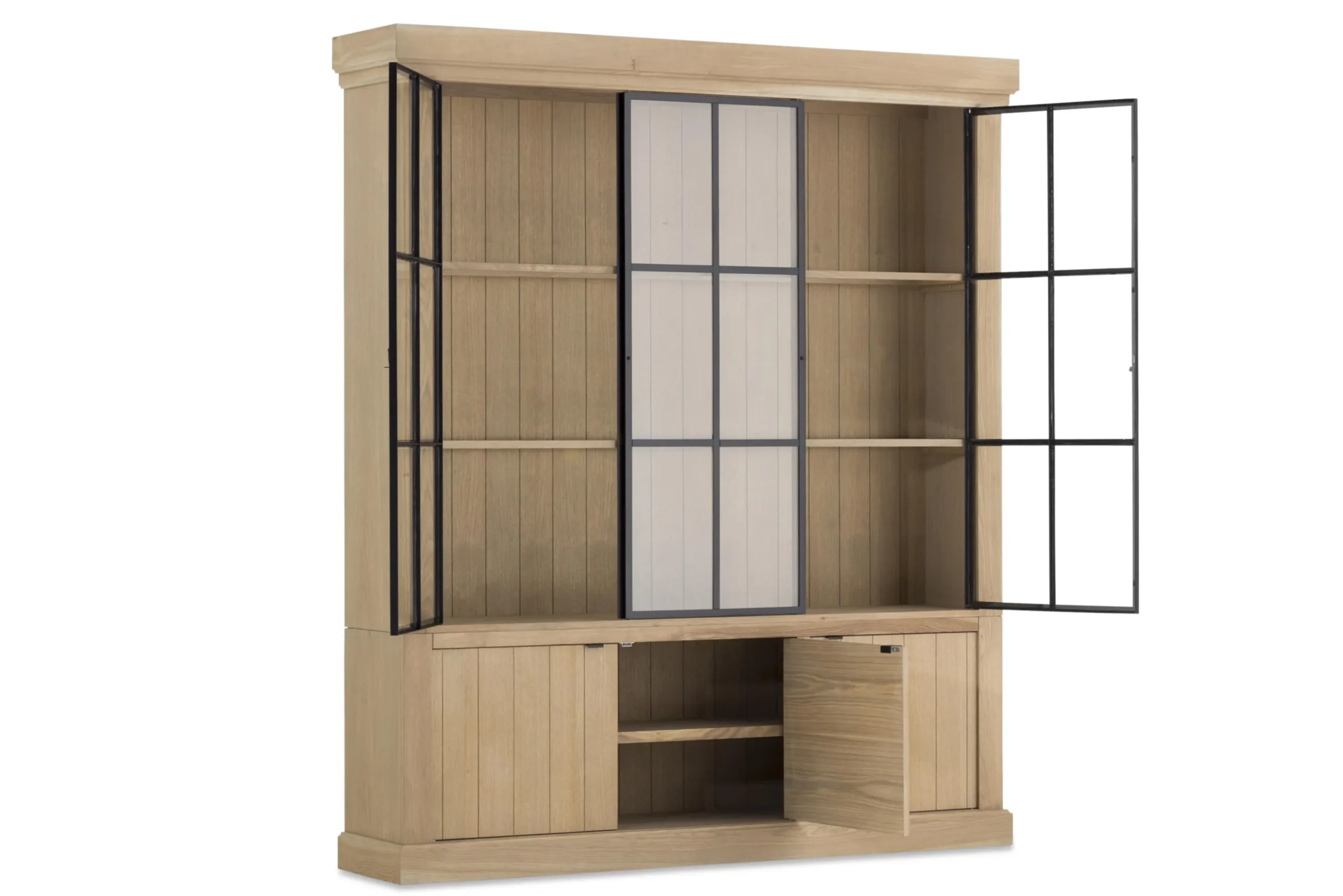 Iron Jason, Cabinet, Weathered Oak, 3 Iron Doors
