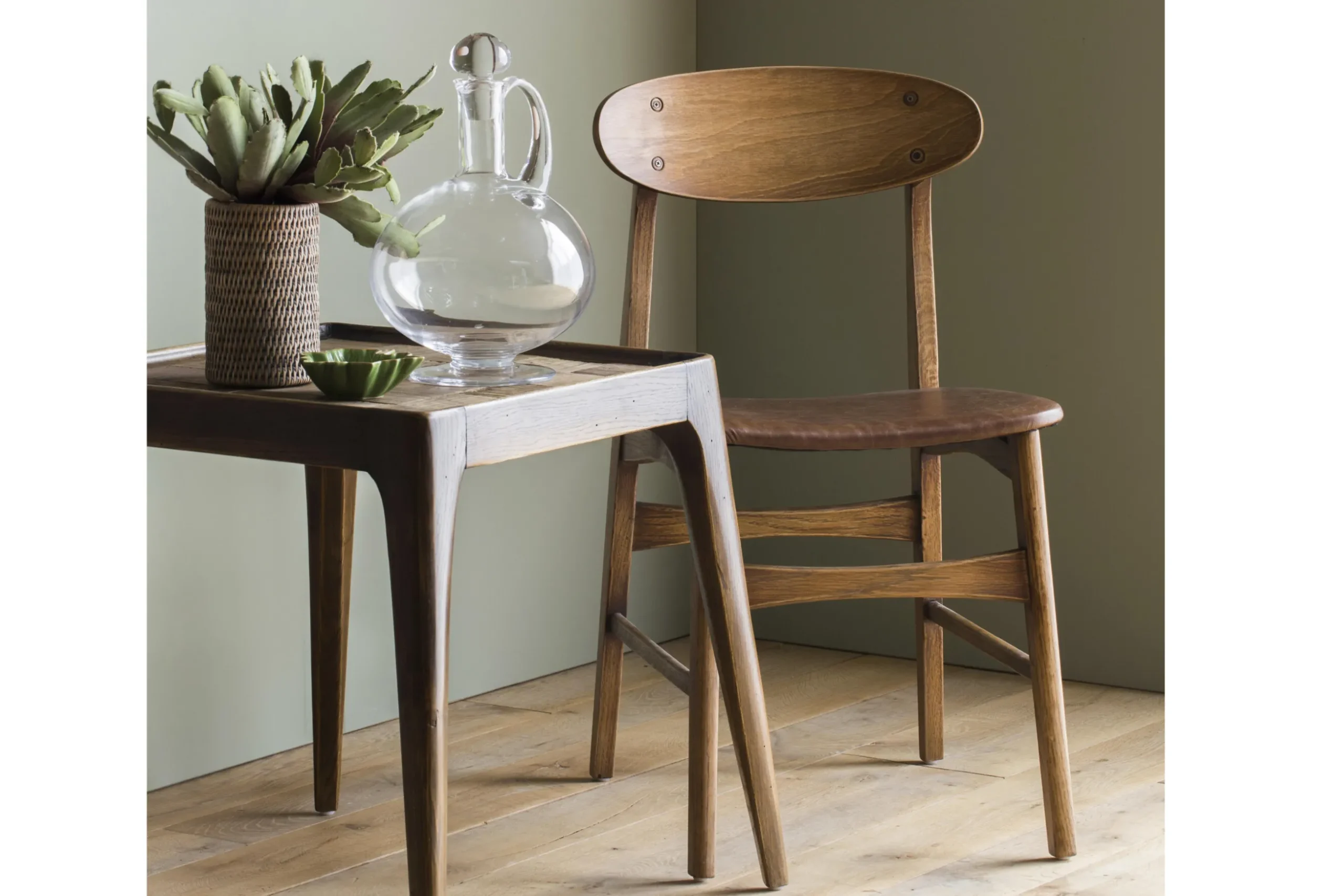 Joel, Chair, Oak And Leather Seat