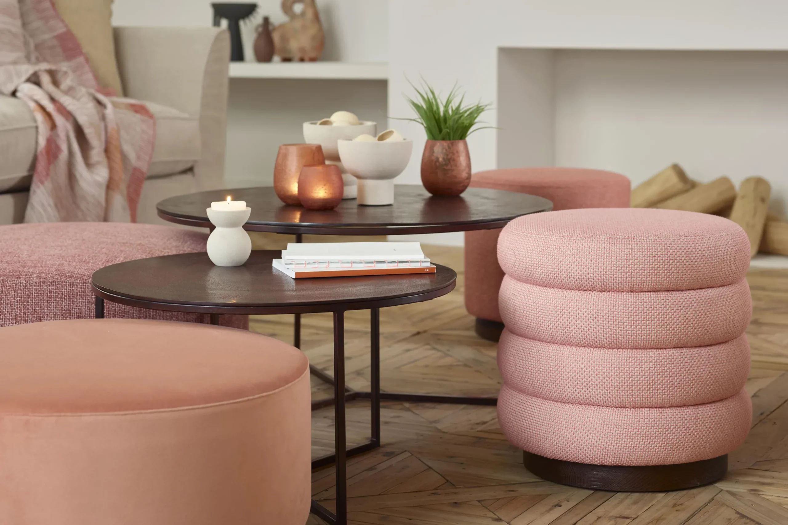 Lucas, Pouf, Rotatable, O 40, Pink