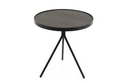 Madison, Side Table, Oak And Metal, Round, 45 Cm, Dark Brown