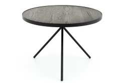 Madison, Side Table, Oak And Metal, Round, 60 Cm, Dark Brown