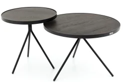 Madison, Side Table, Oak And Metal, Round, 60 Cm, Dark Brown