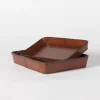 Manhattan, Tray, Brown Leather, L