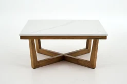 Marnix, Coffee Table, Oak And Stone, 90X90