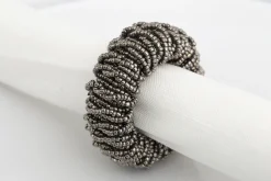 Meina, Napkin Ring, Beads, Grey