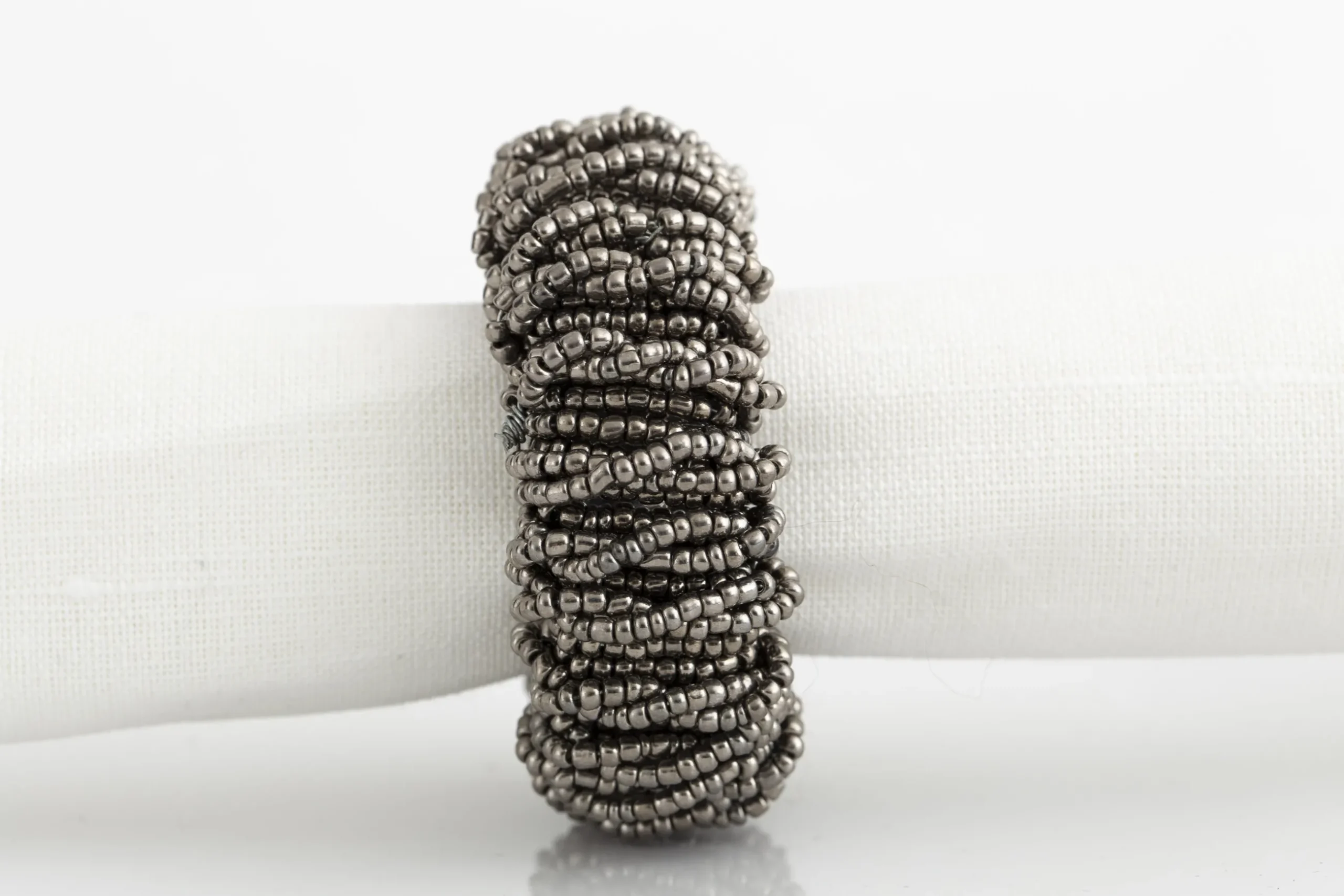 Meina, Napkin Ring, Beads, Grey