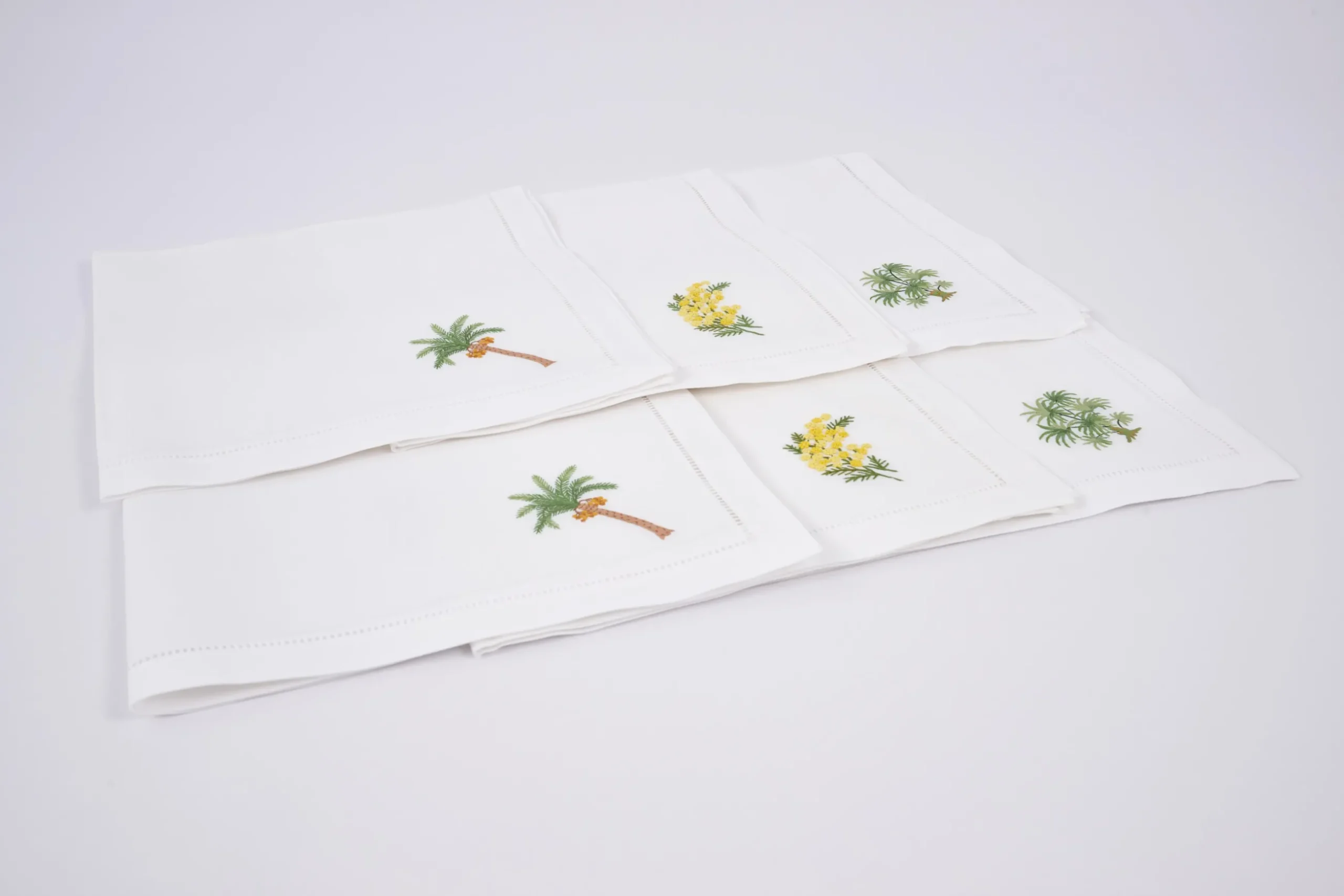 Mimosa, Napkin, Embroidery, Set Of 6