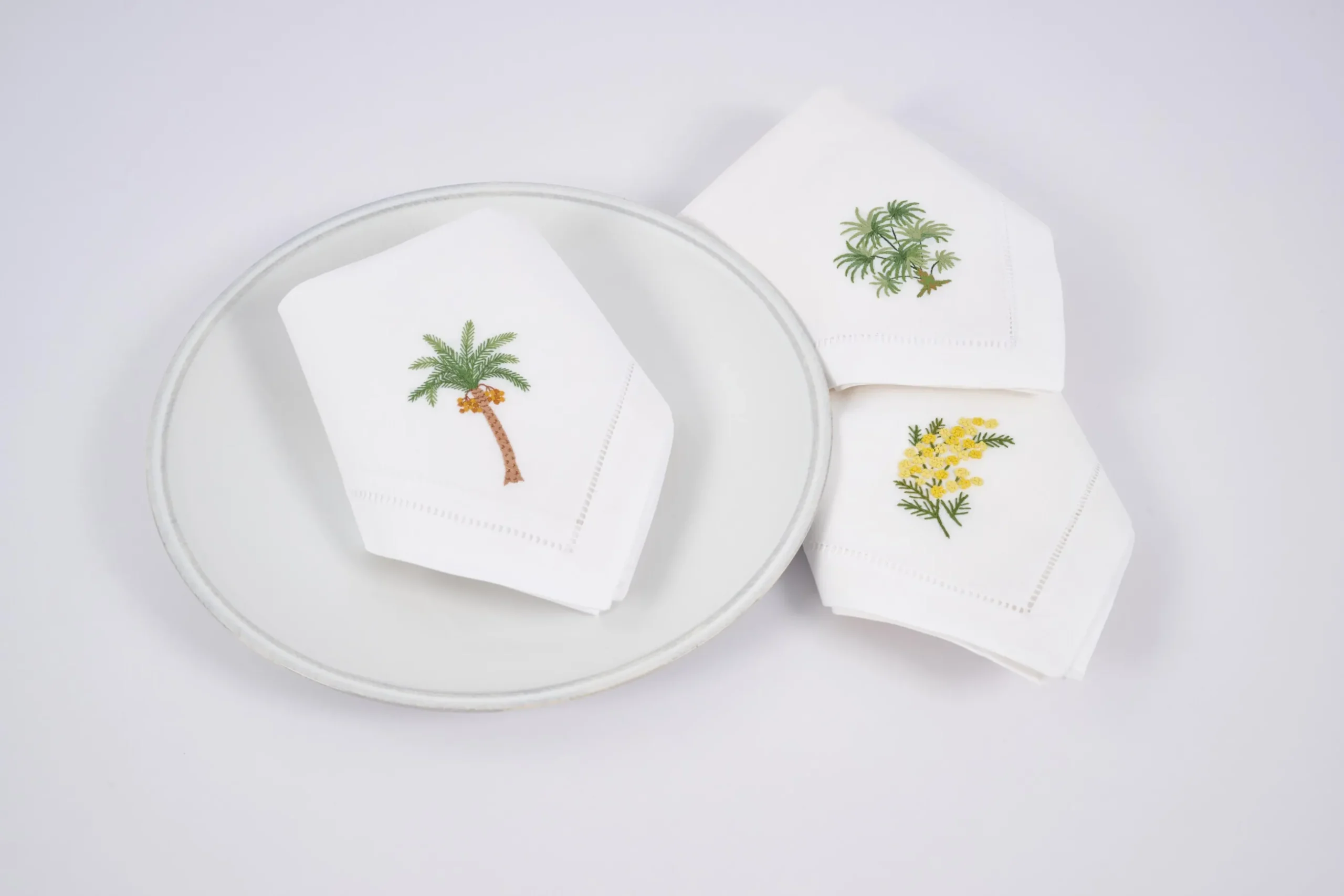 Mimosa, Napkin, Embroidery, Set Of 6
