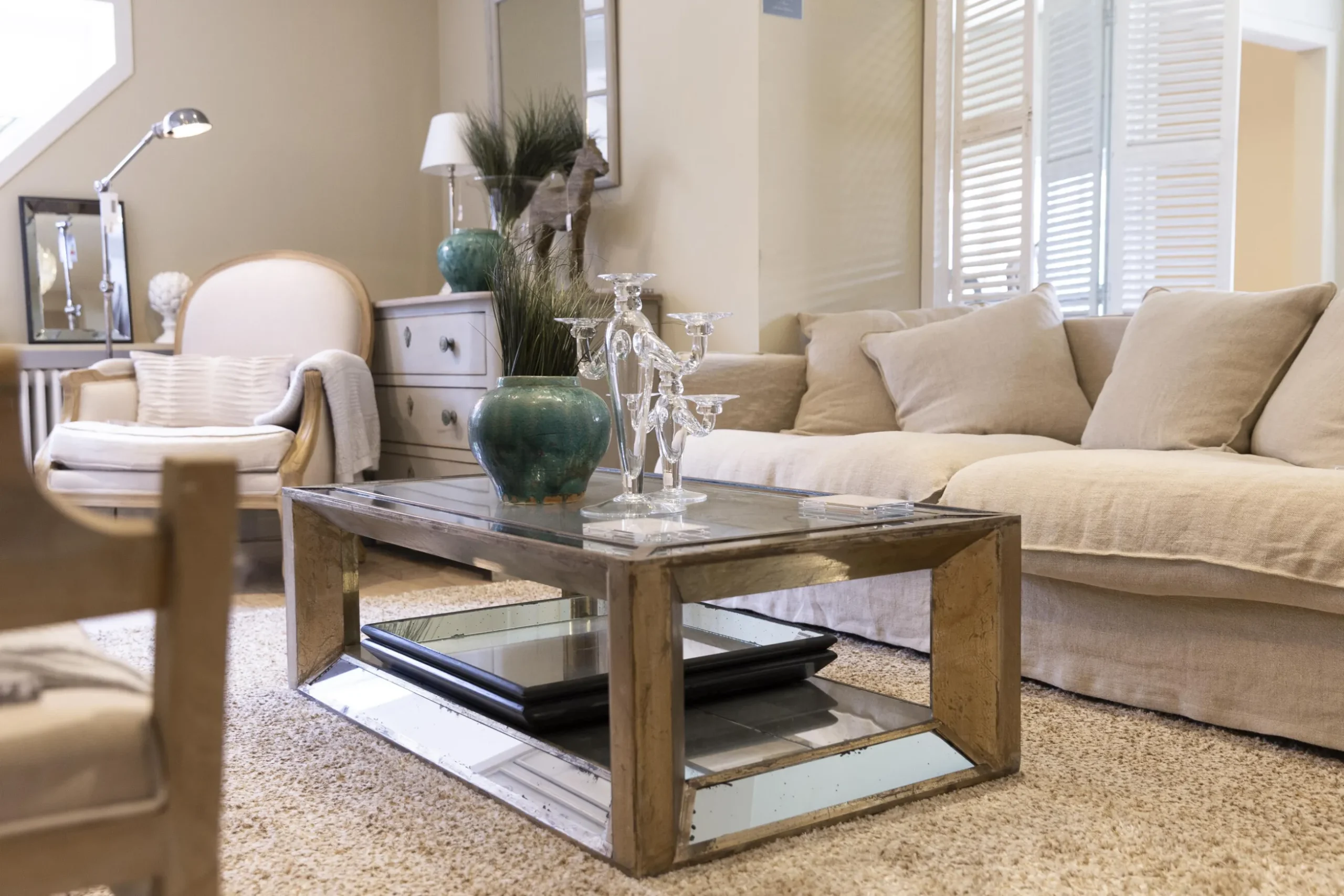 Mitchell, Coffee Table, Rectangular, Mirror Glass And Wood, 120X70