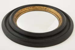 Pendolo, Mirror, Black And Gold, Convex, Round