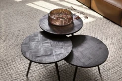 Robyn, Side Table, Reclaimed Teak, Round, Set Of 3