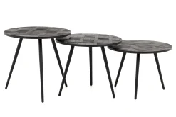 Robyn, Side Table, Reclaimed Teak, Round, Set Of 3
