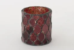 Temples, Tea Light Holder, Glass, Red, S