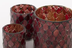 Temples, Tea Light Holder, Glass, Red, S