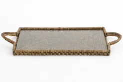 Togo, Tray, Rectangular, With Glass, Reed
