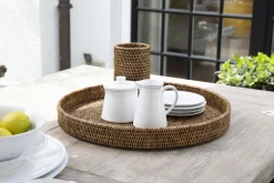 Togo, Tray, Round, Reed, 48Cm