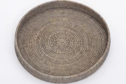 Togo, Tray, Round, Reed, Grey, 48Cm