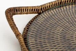 Togo, Tray, Round, With Glass, Reed